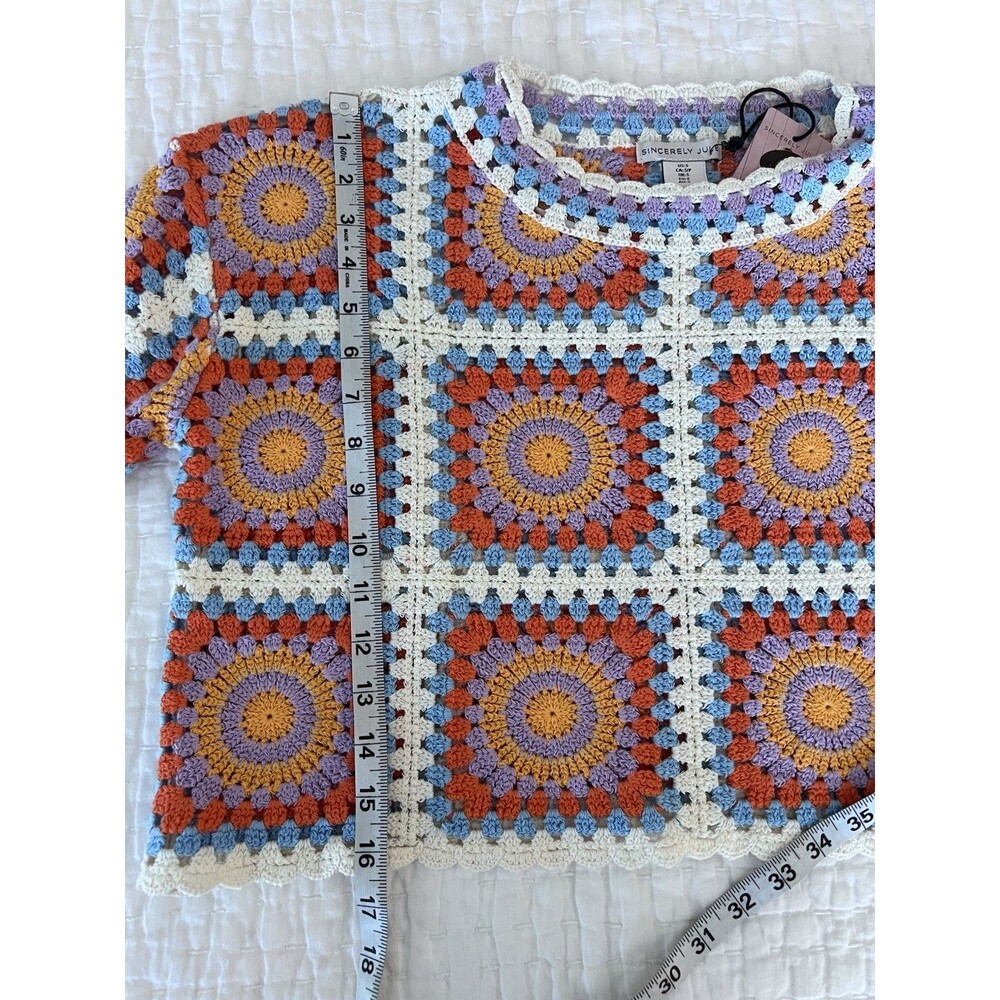 NWT Sincerely Jules Crochet Cropped Sweater 100% Cotton Size Small - Picture 4 of 8
